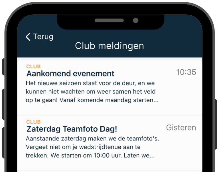 On-Side Voetbal Samen Clubmeldingen overzicht