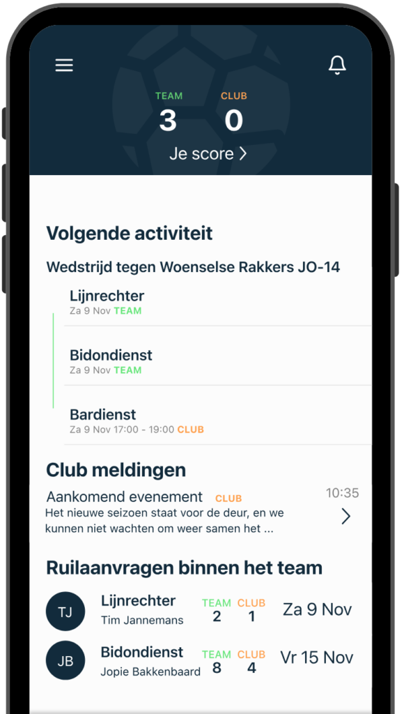 On-Side Voetbal Samen Score overzicht